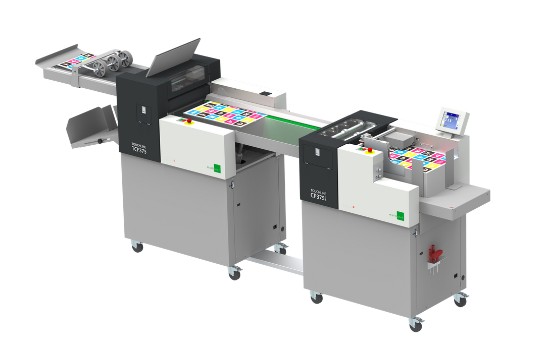 Duplo Touchline TF375 folder connected to a CP375 DUO