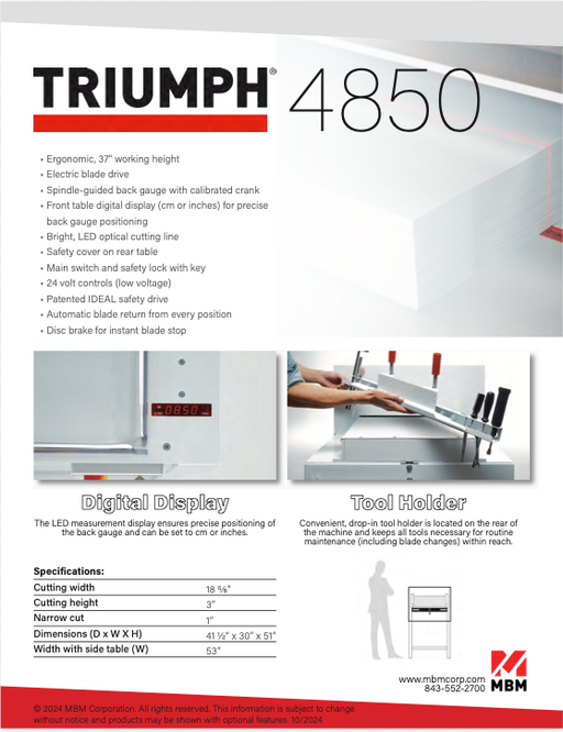 Triumph 4850-95 Paper Cutter (used) - view 2